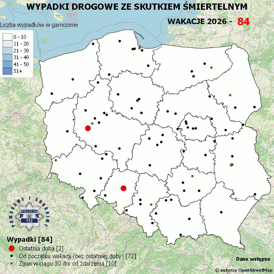 mapa wypadków